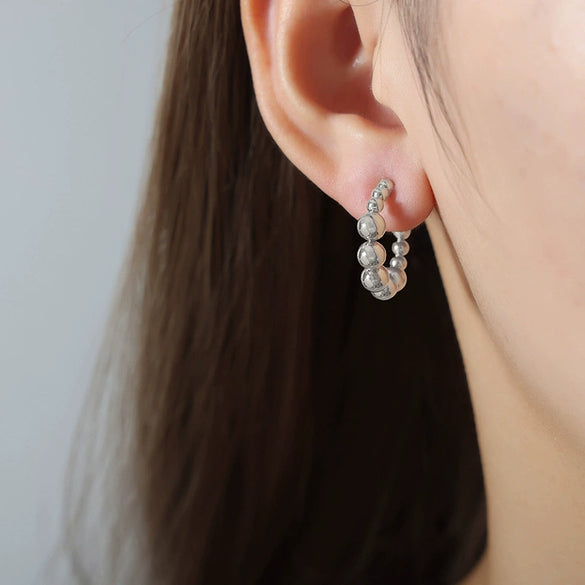 Wholesale Women's 316L Stainless Steel U Shaped Ball Earrings With Electroplating And Geometric Style