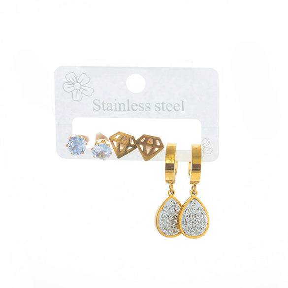 Wholesale Women's Titanium Steel Water Drop Hollow Diamond Earrings Electroplated Fashion Light Luxury