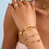 Wholesale Women's Titanium Steel Zircon Bracelet Geometric Heart Design 18K Gold Electroplated Stainless Steel Jewelry