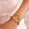 Wholesale Women's Titanium Steel Zircon Bracelet Geometric Heart Design 18K Gold Electroplated Stainless Steel Jewelry