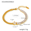 Wholesale Women's Titanium Steel Zircon Geometric Fivepointed Star Rectangular Plated 18K Gold Bracelet Jewelry