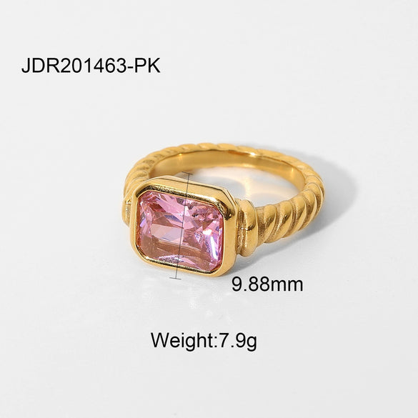 Wholesale Women's Titanium Steel Zircon Ring Geometric Style Electroplated