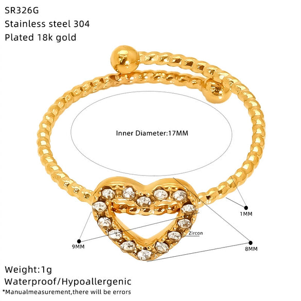 Wholesale Women's Titanium Steel Zirconia Ring With Heart Star Geometric Shapes
