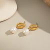 Wholesale Women's Tooth Pearl Earrings Stainless Steel Geometric Electroplated Elegant Environmentally Friendly Waterproof