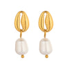 Wholesale Women's Tooth Pearl Earrings Stainless Steel Geometric Electroplated Elegant Environmentally Friendly Waterproof