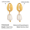 Wholesale Women's Tooth Pearl Earrings Stainless Steel Geometric Electroplated Elegant Environmentally Friendly Waterproof