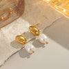 Wholesale Women's Tooth Pearl Earrings Stainless Steel Geometric Electroplated Elegant Environmentally Friendly Waterproof