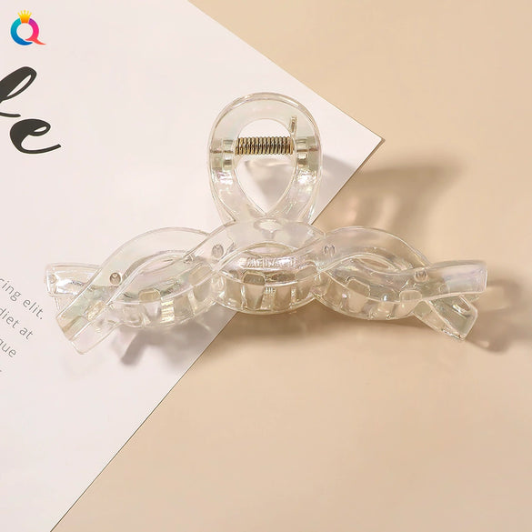 Wholesale Women's Transparent Electroplated Hair Grab Twist Cross Hairpin Hair Accessories