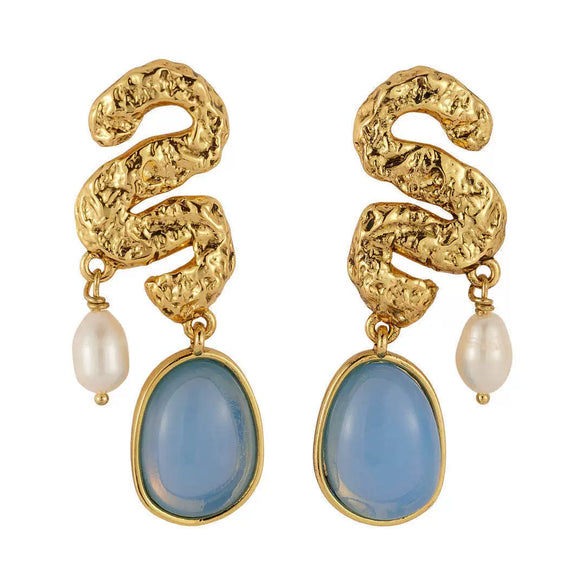 Wholesale Women's Trendy Personality Stainless Steel Gold Inlaid Pattern Earrings