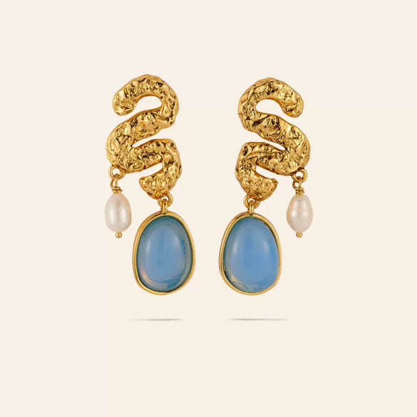 Wholesale Women's Trendy Personality Stainless Steel Gold Inlaid Pattern Earrings