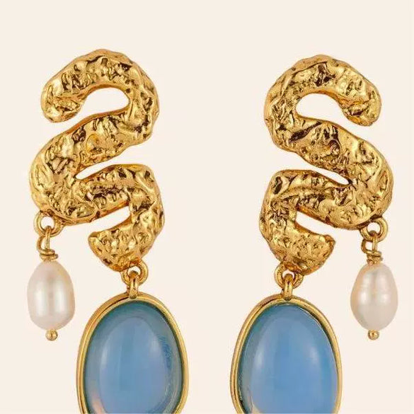 Wholesale Women's Trendy Personality Stainless Steel Gold Inlaid Pattern Earrings