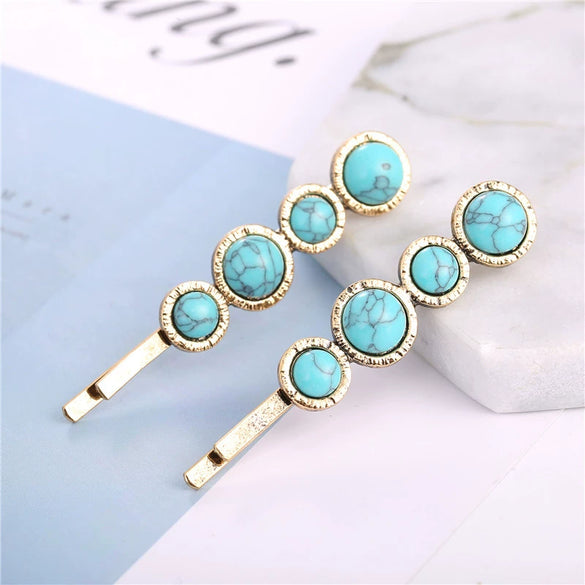 Wholesale Women's Trendy Round Deniershaped Multicolor Zinc Alloy Hairpin Clip