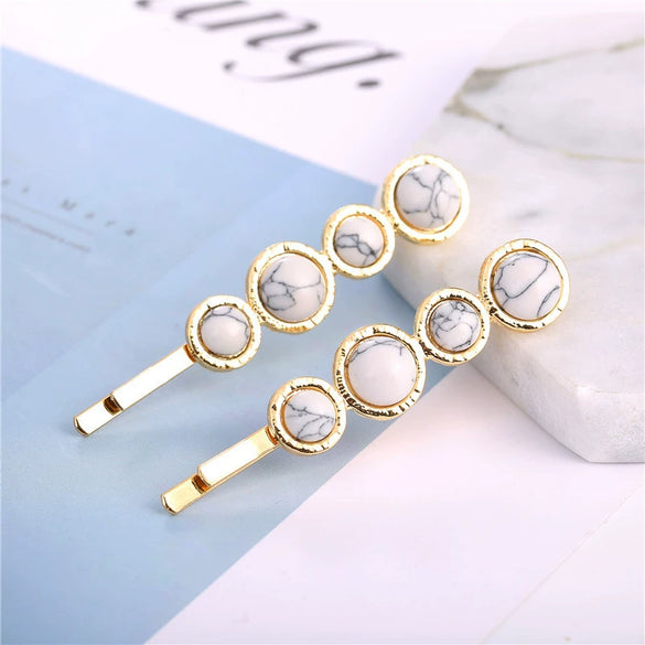 Wholesale Women's Trendy Round Deniershaped Multicolor Zinc Alloy Hairpin Clip