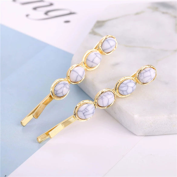 Wholesale Women's Trendy Round Deniershaped Multicolor Zinc Alloy Hairpin Clip