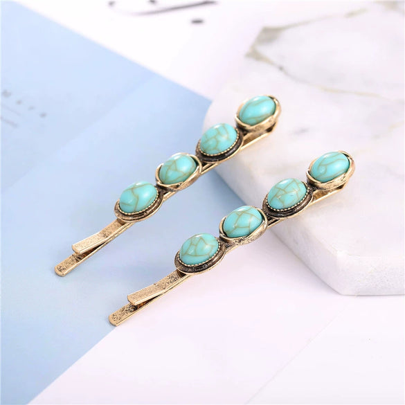 Wholesale Women's Trendy Round Deniershaped Multicolor Zinc Alloy Hairpin Clip