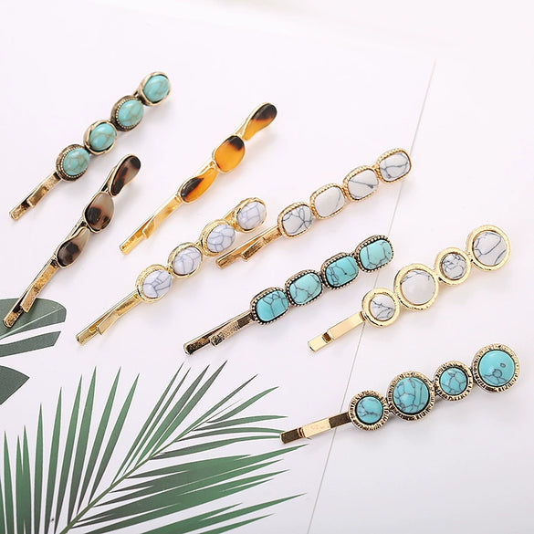 Wholesale Women's Trendy Round Deniershaped Multicolor Zinc Alloy Hairpin Clip