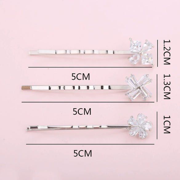 Wholesale Women's Trendy Zinc Alloy Flower Zircon Oneword Clip Hairpin In Light Luxury Style