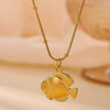 Wholesale Women's Tropical Ocean Small Fish And Starfish Stainless Steel 18K Gold Plated Geometric Animal Zodiac Pendant Necklace With O Word Chain