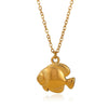 Wholesale Women's Tropical Ocean Small Fish And Starfish Stainless Steel 18K Gold Plated Geometric Animal Zodiac Pendant Necklace With O Word Chain