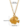 Wholesale Women's Tropical Ocean Small Fish And Starfish Stainless Steel 18K Gold Plated Geometric Animal Zodiac Pendant Necklace With O Word Chain