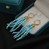 Wholesale Women's Turquoise Beaded Tassel Earrings With Electroplating Design