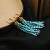 Wholesale Women's Turquoise Beaded Tassel Earrings With Electroplating Design