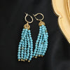 Wholesale Women's Turquoise Beaded Tassel Earrings With Electroplating Design