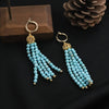 Wholesale Women's Turquoise Beaded Tassel Earrings With Electroplating Design