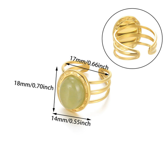 Wholesale Women's Turquoise Open Rings In Stainless Steel With Imitation Pearl And Electroplating