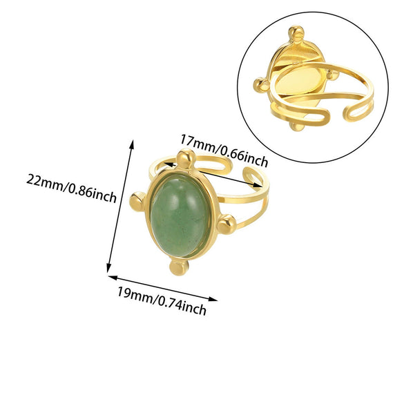 Wholesale Women's Turquoise Open Rings In Stainless Steel With Imitation Pearl And Electroplating