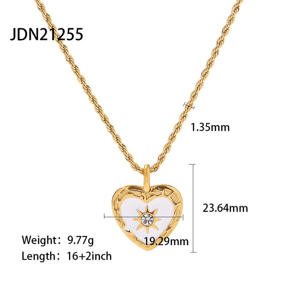 Wholesale Women's Twist Chain Heartshaped Titanium Steel And Stainless Steel Necklace With Transparent Zircon Love Pendant And Electroplating Finish