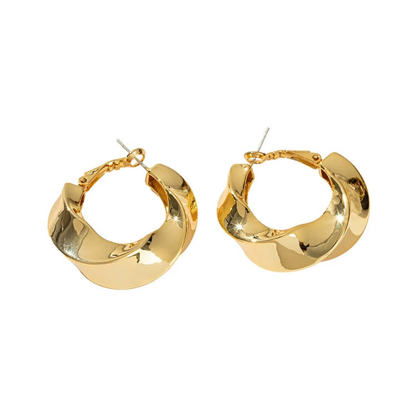 Wholesale Women's Twisted Brass And 925 Silver Needle Geometric Big Circle Earrings With Electroplating