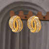 Wholesale Women's Twisted Hollow Geometric Titanium Steel Earrings Plated With 18K Real Gold Retro Design