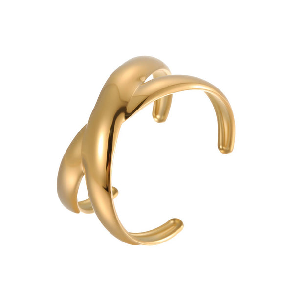 Wholesale Women's Twisted Open Stainless Steel 18K Gold Electroplated Geometric Bracelet Minimalist Style Jewelry
