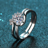 Wholesale Women's Twopiece S925 Sterling Silver Ring Set With Moissanite And Pt950 Gold Plated Wave Pattern Light Luxury Style