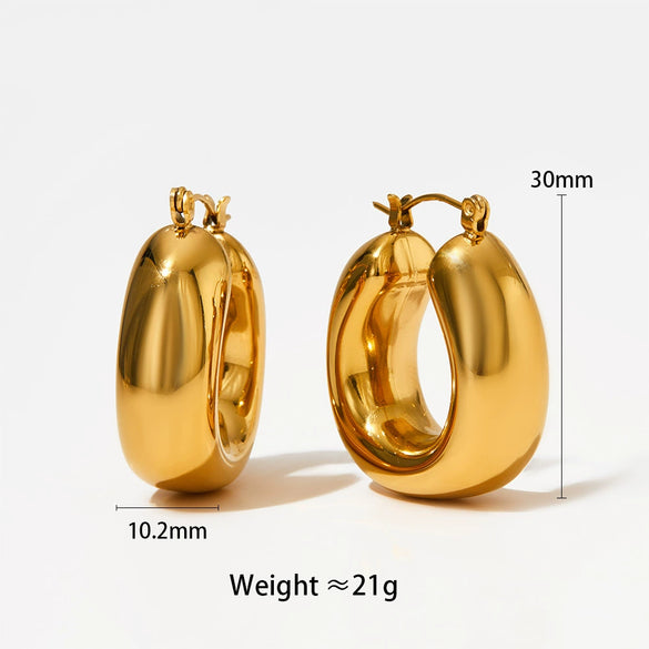 Wholesale Women's U Shaped Geometric Glossy Hollow Stainless Steel Gold Plated Fashion Retro Earrings