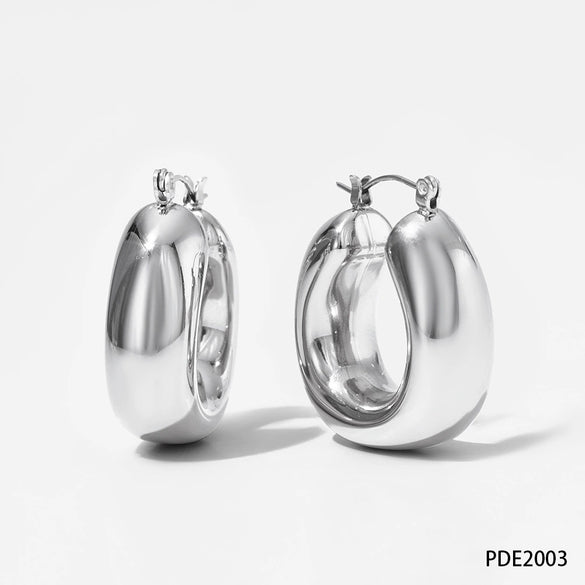 Wholesale Women's U Shaped Geometric Glossy Hollow Stainless Steel Gold Plated Fashion Retro Earrings