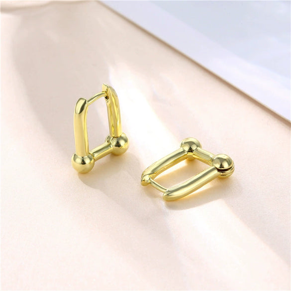 Wholesale Women's U Shaped Horseshoe Geometric Chain Earrings In Copper With Electroplating Cold Style