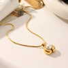 Wholesale Women's U Shaped Inlaid Pearl Titanium Steel And Stainless Steel Necklace With Vacuum Electroplating And Snake Bone Chain