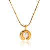 Wholesale Women's U Shaped Inlaid Pearl Titanium Steel And Stainless Steel Necklace With Vacuum Electroplating And Snake Bone Chain