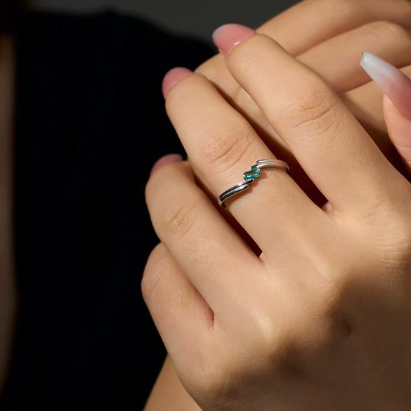 Wholesale Women's Unisex S925 Sterling Silver Square Geometric Ring With Electroplating Platinum And 18K Gold