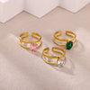 Wholesale Women's Universal Eggshaped And Fruitshaped Colorful Zircon Titanium Steel Ring With Inlaid Gold And Geometric Light Luxury Style