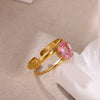 Wholesale Women's Universal Eggshaped And Fruitshaped Colorful Zircon Titanium Steel Ring With Inlaid Gold And Geometric Light Luxury Style