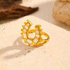 Wholesale Women's Ushaped Geometric Stainless Steel And Titanium Steel Ring With Pvd Furnace Vacuum Real Gold Plating