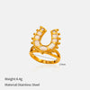 Wholesale Women's Ushaped Geometric Stainless Steel And Titanium Steel Ring With Pvd Furnace Vacuum Real Gold Plating