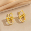 Wholesale Women's Ushaped Gold Plated Copper Electroplated Oval Double Ring Earrings