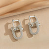 Wholesale Women's Ushaped Gold Plated Copper Electroplated Oval Double Ring Earrings