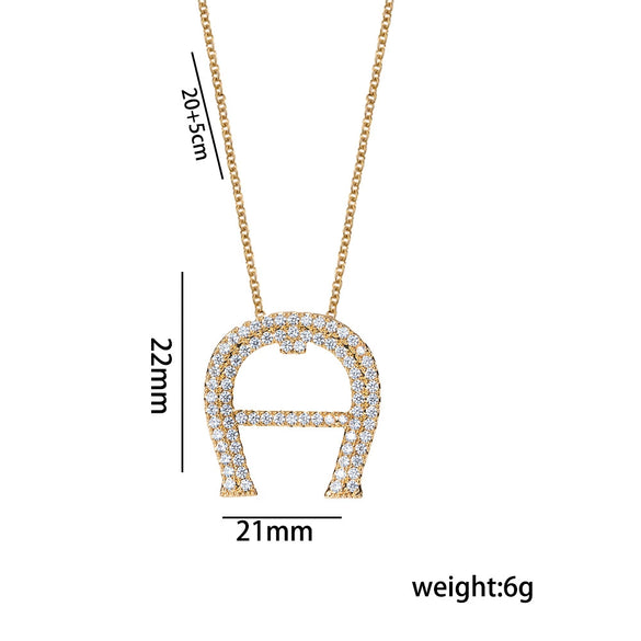 Wholesale Women's Ushaped Horseshoe Copper Necklace Set With Microinlaid Zircon And Electroplated Design Cross Chain