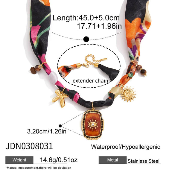 Wholesale Women's Ushaped Stainless Steel And Silk Scarf Chain Electroplated Necklace Jewelry For Holiday Vacation Style