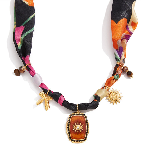 Wholesale Women's Ushaped Stainless Steel And Silk Scarf Chain Electroplated Necklace Jewelry For Holiday Vacation Style